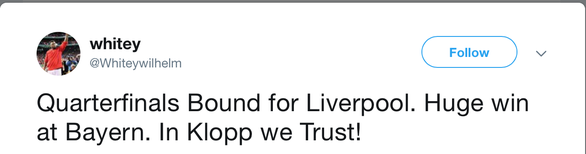 Sau chiến thắng B.M, CĐV Liverpool ca ngợi Klopp tưng bừng - Ảnh 5. Sau chiến thắng B.M, CĐV Liverpool ca ngợi Klopp tưng bừng - Ảnh 5.
