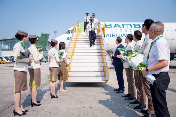 Bamboo Airways đón chuyến bay quốc tế đầu tiên từ Hàn Quốc - Ảnh 3. Bamboo Airways đón chuyến bay quốc tế đầu tiên từ Hàn Quốc - Ảnh 3.