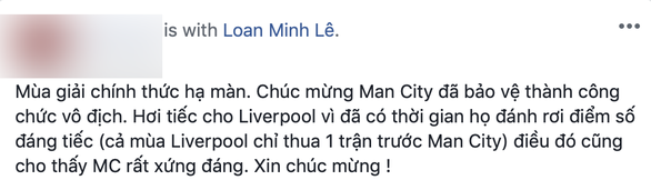 CĐV Việt Nam chúc mừng MC, tiếc cho Liverpool - Ảnh 4. CĐV Việt Nam chúc mừng MC, tiếc cho Liverpool - Ảnh 4.