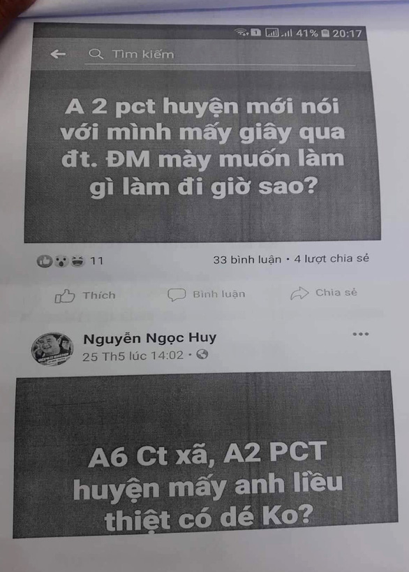 Cho rằng bị bôi nhọ trên Facebook, phó chủ tịch huyện kiến nghị xử lý 1 viên chức - Ảnh 1. Cho rằng bị bôi nhọ trên Facebook, phó chủ tịch huyện kiến nghị xử lý 1 viên chức - Ảnh 1.