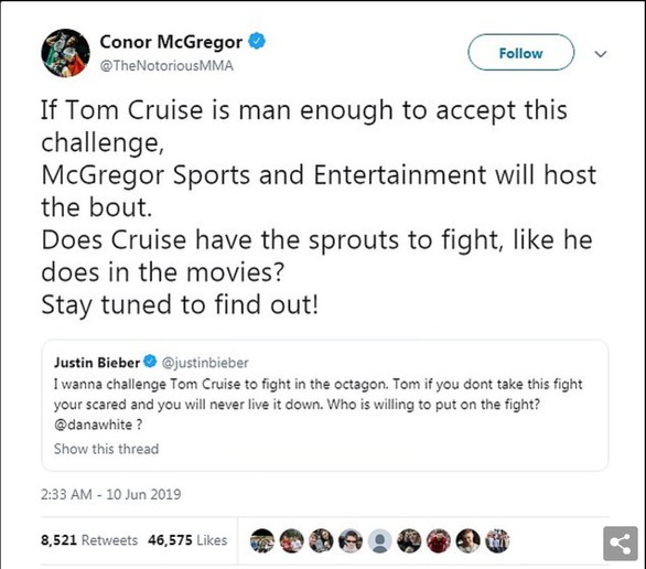 Justin Bieber thách Tom Cruise đấu võ tự do - Ảnh 3. Justin Bieber thách Tom Cruise đấu võ tự do - Ảnh 3.