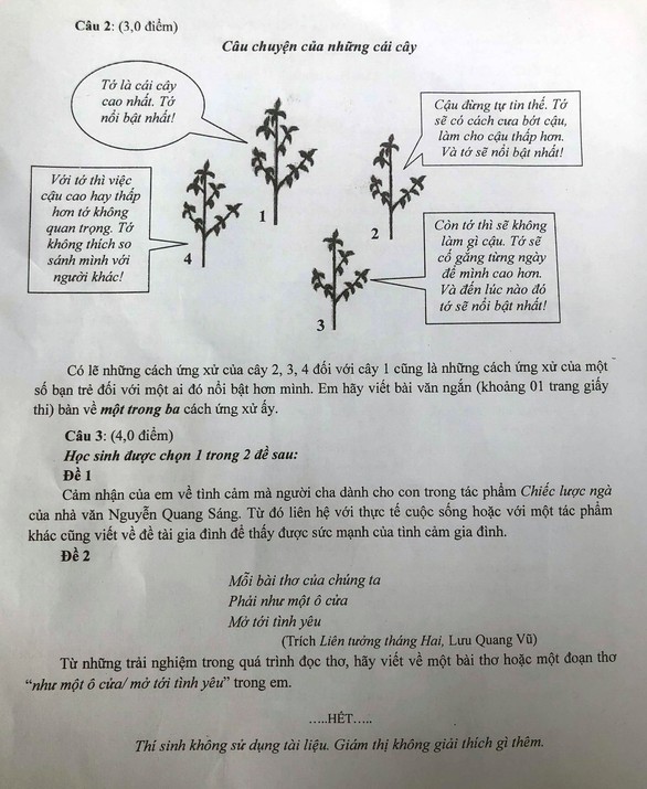 Đề thi văn lớp 10 TP.HCM: thí sinh em khen hay, em nói khó - Ảnh 2. Đề thi văn lớp 10 TP.HCM: thí sinh em khen hay, em nói khó - Ảnh 2.