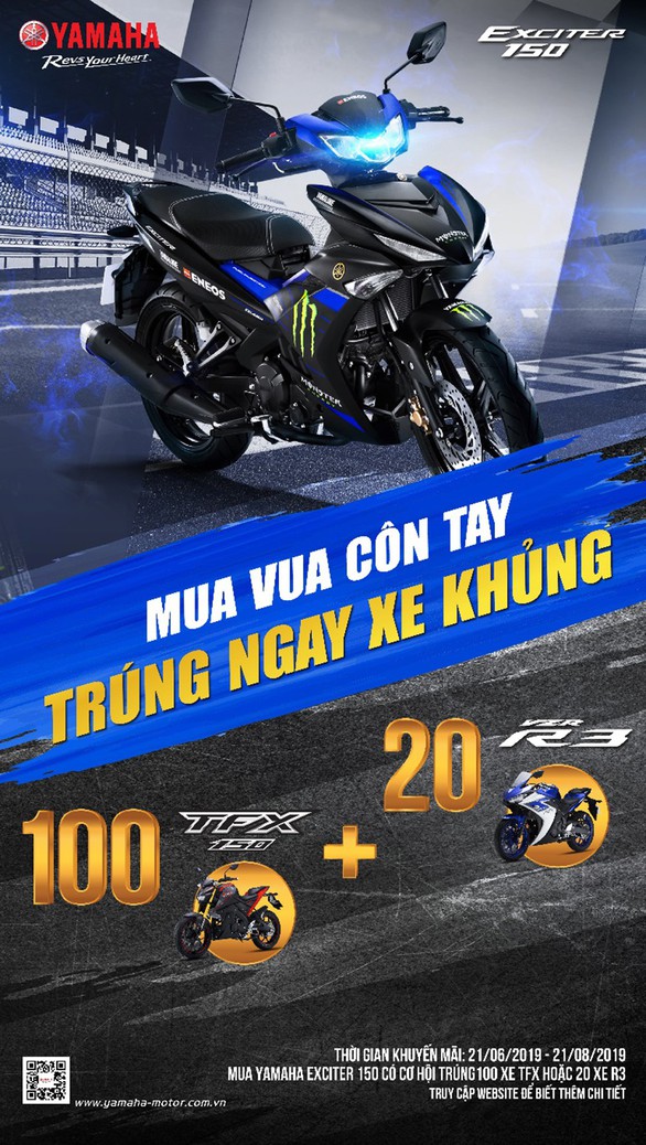 Sắm ngay Exciter để có cơ hội rước về xe khủng R3 và TFX - Ảnh 4. Sắm ngay Exciter để có cơ hội rước về xe khủng R3 và TFX - Ảnh 4.