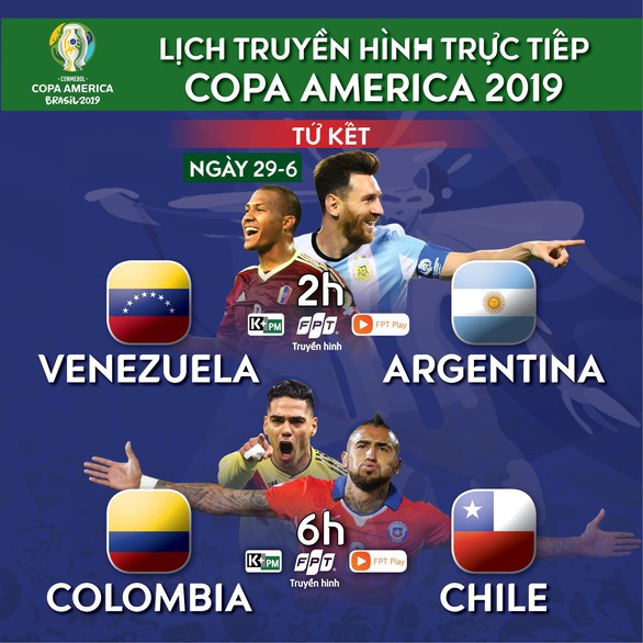 Lịch trực tiếp tứ kết Copa America: Venezuela thách thức Argentina - Ảnh 1. Lịch trực tiếp tứ kết Copa America: Venezuela thách thức Argentina - Ảnh 1.