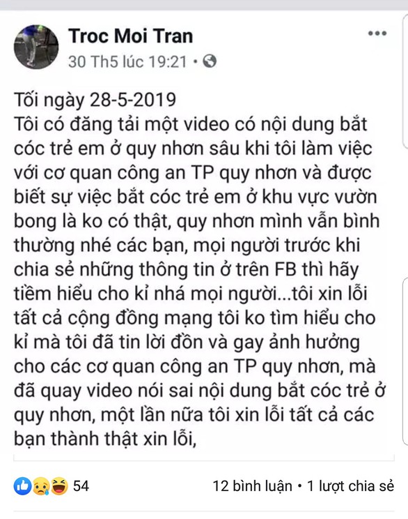 Tung tin đồn bắt cóc trẻ em trên Facebook, hai chủ tài khoản đang bị xử lý - Ảnh 1. Tung tin đồn bắt cóc trẻ em trên Facebook, hai chủ tài khoản đang bị xử lý - Ảnh 1.