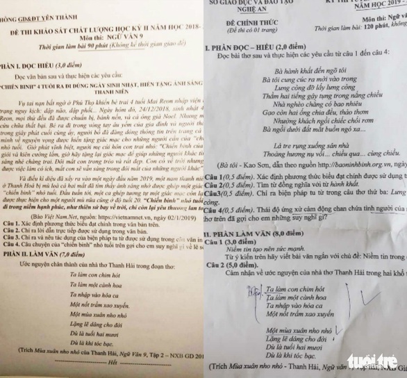 Đề thi văn lớp 10 giống đề thi học kỳ, Nghệ An nói đúng quy trình - Ảnh 1. Đề thi văn lớp 10 giống đề thi học kỳ, Nghệ An nói đúng quy trình - Ảnh 1.