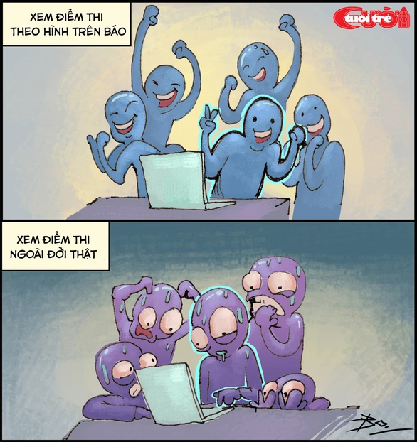 Biếm họa: Buồn vui với kết quả thi THPT - Ảnh 1.