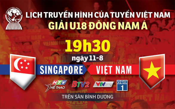 Lịch truyền hình U18 Việt Nam gặp Singapore ở Giải U18 Đông Nam Á 2019 - Ảnh 1. Lịch truyền hình U18 Việt Nam gặp Singapore ở Giải U18 Đông Nam Á 2019 - Ảnh 1.