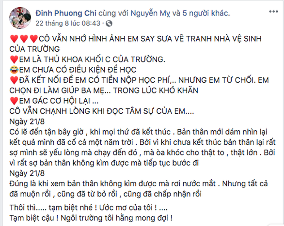 Sợ thành gánh nặng của bố mẹ, nữ sinh không dám nhập học - Ảnh 2. Sợ thành gánh nặng của bố mẹ, nữ sinh không dám nhập học - Ảnh 2.