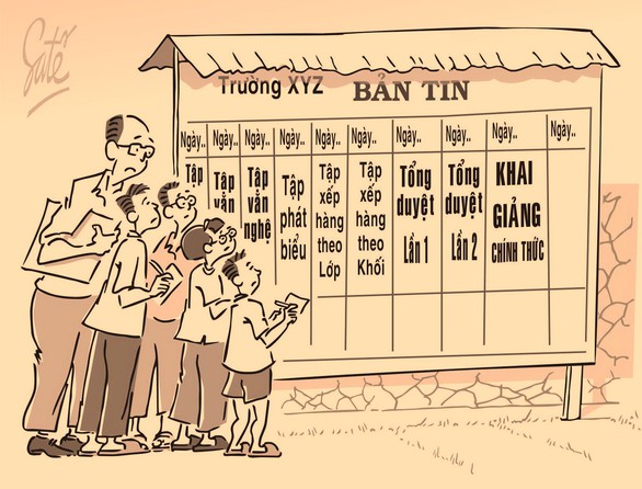 Lễ khai giảng đón ai, sao tuần nào cũng bắt học sinh tập... khai giảng (!?) - Ảnh 1. Lễ khai giảng đón ai, sao tuần nào cũng bắt học sinh tập... khai giảng (!?) - Ảnh 1.