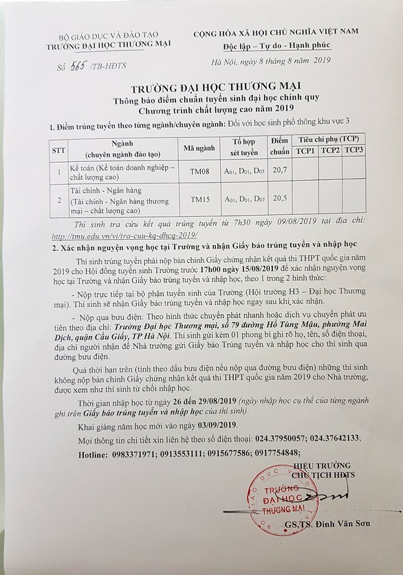 Điểm chuẩn trường ĐH thương mại: cao nhất 24 điểm - Ảnh 2. Điểm chuẩn trường ĐH thương mại: cao nhất 24 điểm - Ảnh 2.