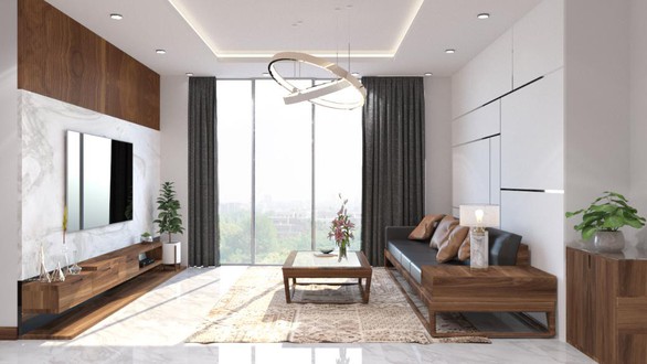 Căn hộ 3 phòng ngủ trở nên sang trọng, hiện đại hơn nhờ chất liệu gỗ tối màu - Ảnh 5. Căn hộ 3 phòng ngủ trở nên sang trọng, hiện đại hơn nhờ chất liệu gỗ tối màu - Ảnh 5.