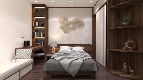 Căn hộ 3 phòng ngủ trở nên sang trọng, hiện đại hơn nhờ chất liệu gỗ tối màu - Ảnh 9. Căn hộ 3 phòng ngủ trở nên sang trọng, hiện đại hơn nhờ chất liệu gỗ tối màu - Ảnh 9.