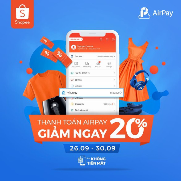 Tặng ngay 100.000 đồng khi thanh toán qua Ví AirPay từ 26-9 đến 30-9 - Ảnh 2. Tặng ngay 100.000 đồng khi thanh toán qua Ví AirPay từ 26-9 đến 30-9 - Ảnh 2.
