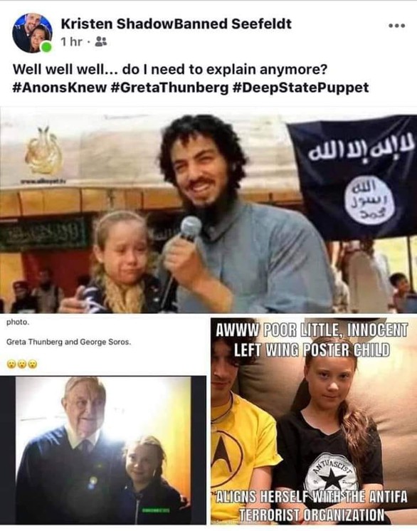‘Cô bé môi trường’ Greta Thunberg chụp ảnh cùng khủng bố IS? - Ảnh 2. ‘Cô bé môi trường’ Greta Thunberg chụp ảnh cùng khủng bố IS? - Ảnh 2.