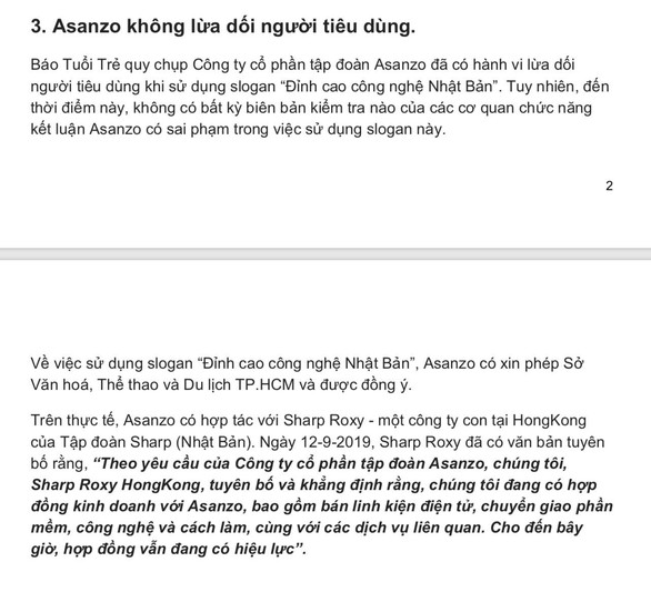 Sharp Việt Nam gửi đơn tố cáo Asanzo đến Bộ Công an - Ảnh 2. Sharp Việt Nam gửi đơn tố cáo Asanzo đến Bộ Công an - Ảnh 2.