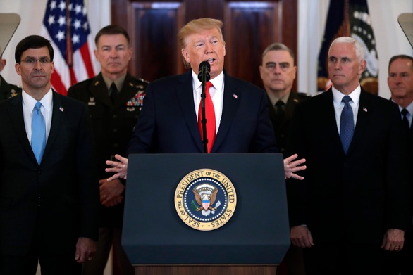 Ông Trump: Không có thương vong nào, Mỹ sẽ tăng trừng phạt kinh tế với Iran - Ảnh 1. Ông Trump: Không có thương vong nào, Mỹ sẽ tăng trừng phạt kinh tế với Iran - Ảnh 1.