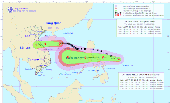 Bão số 8 hướng vào Hà Tĩnh - Quảng Trị, áp thấp nhiệt đới sắp thành bão đua theo vào Biển Đông - Ảnh 1.