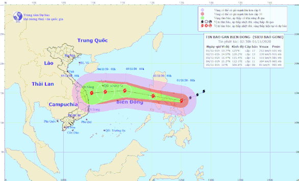 Dự báo siêu bão Goni sáng 1-11: Gió giật trên cấp 17 - Ảnh 1.