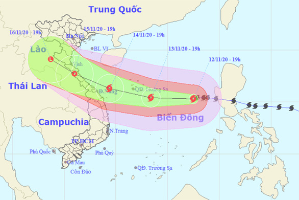 Tối 14-11 dự báo bão Vamco vào Quảng Bình - Quảng Nam - Ảnh 1.