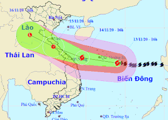 Bão số 13: Từ đêm nay 13-11, vùng biển miền Trung gió giật trên cấp 7 - Ảnh 1.