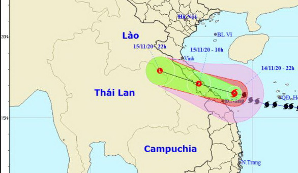 22h tối nay 14-11, bão Vamco cách Đà Nẵng 80km, đất liền gió giật cấp 10 - Ảnh 1.