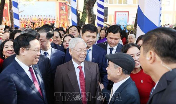 Tổng bí thư, Chủ tịch nước Nguyễn Phú Trọng về thăm trường cũ - Ảnh 3.