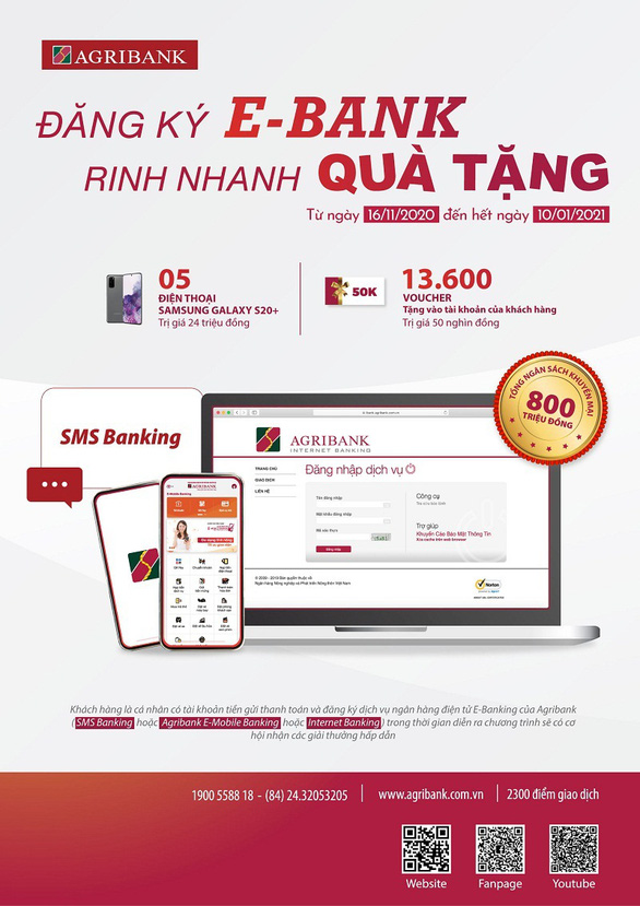 Khuyến mãi hấp dẫn tại Agribank khi đăng ký E-Bank - Ảnh 1.