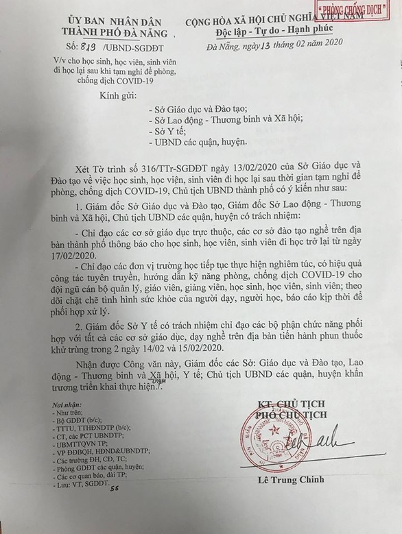 Học sinh Đà Nẵng, Bình Phước đi học lại từ 17-2 - Ảnh 1. Học sinh Đà Nẵng, Bình Phước đi học lại từ 17-2 - Ảnh 1.
