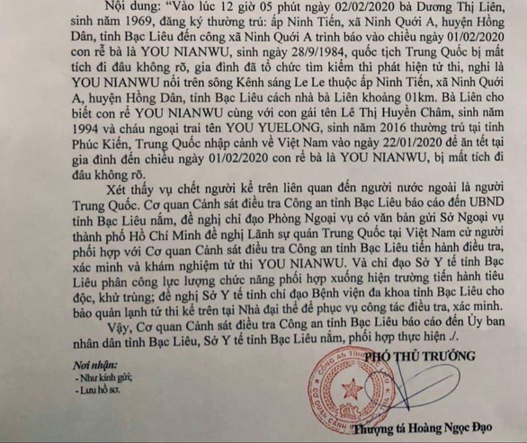 Nhấn vào ảnh để phóng to Xác minh 1 người Trung Quốc về quê Bạc Liêu ăn tết rồi tử vong - Ảnh 1.