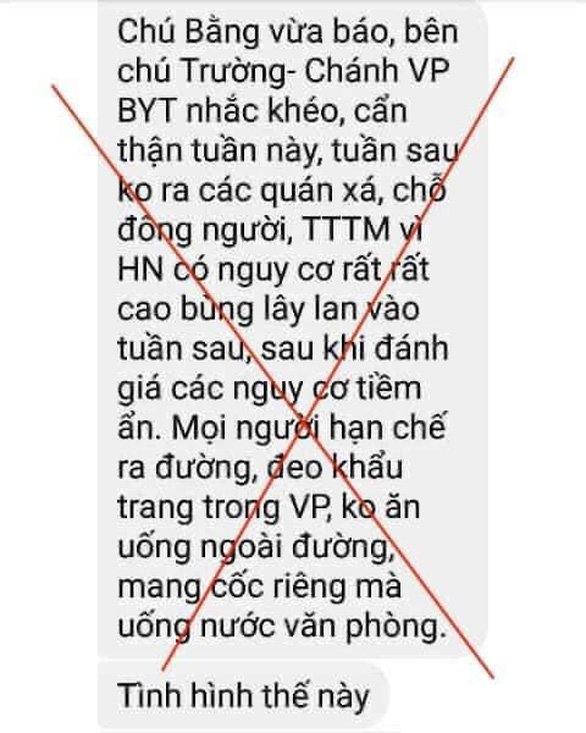 Xuất hiện tin giả về khuyến cáo dịch của chánh văn phòng Bộ Y tế - Ảnh 1. Xuất hiện tin giả về khuyến cáo dịch của chánh văn phòng Bộ Y tế - Ảnh 1.