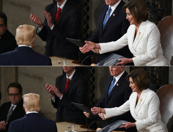 Chủ tịch Hạ viện Mỹ xé bài phát biểu của ông Trump - Ảnh 3. Chủ tịch Hạ viện Mỹ xé bài phát biểu của ông Trump - Ảnh 3.