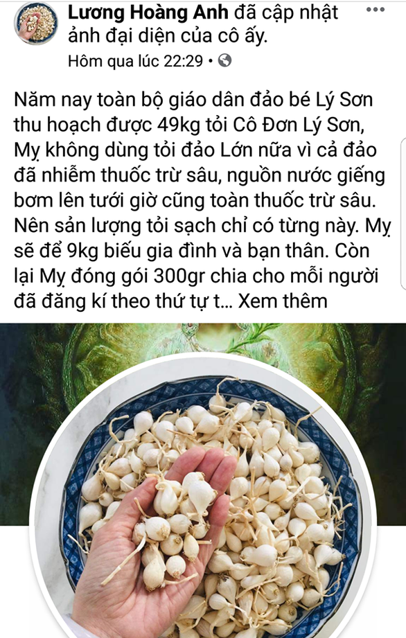 Công an truy tìm chủ Facebook Lương Hoàng Anh vì chém gió về tỏi Lý Sơn - Ảnh 1. Công an truy tìm chủ Facebook Lương Hoàng Anh vì chém gió về tỏi Lý Sơn - Ảnh 1.