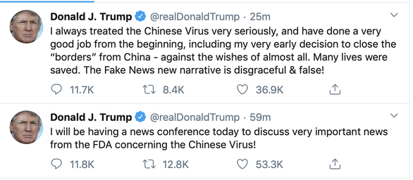 Vừa sáng, ông Trump lên Twitter liên tục nhắc ‘virus Trung Quốc’ - Ảnh 2.