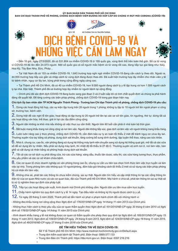 TP.HCM ban bố 12 việc cần làm ngay trong 14 ngày vàng chống dịch COVID-19 - Ảnh 1.