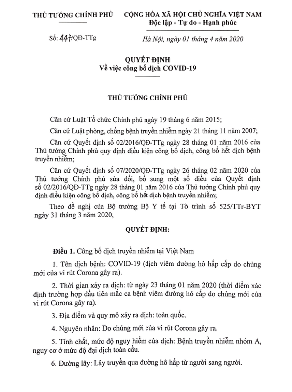Thủ tướng công bố dịch COVID-19 trên toàn quốc - Ảnh 1. Thủ tướng công bố dịch COVID-19 trên toàn quốc - Ảnh 1.