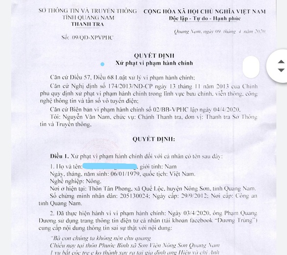 3 quyết định phạt nặng 37,5 triệu 3 người la làng: Bà con ơi, chiều nay có vụ bắt cóc... - Ảnh 1. 3 quyết định phạt nặng 37,5 triệu 3 người la làng: Bà con ơi, chiều nay có vụ bắt cóc... - Ảnh 1.