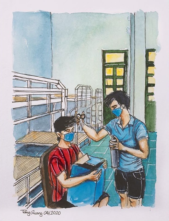 Vẽ về khu cách ly Việt Nam - bộ tranh truyền cảm hứng cực mạnh của một du học sinh - Ảnh 6. Vẽ về khu cách ly Việt Nam - bộ tranh truyền cảm hứng cực mạnh của một du học sinh - Ảnh 6.