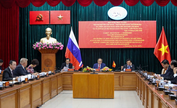TP.HCM hội nghị trực tuyến với TP Saint Petersburg nhân sinh nhật Bác Hồ - Ảnh 1. TP.HCM hội nghị trực tuyến với TP Saint Petersburg nhân sinh nhật Bác Hồ - Ảnh 1.