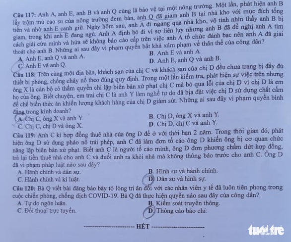 Đề và gợi ý bài giải môn giáo dục công dân kỳ thi tốt nghiệp THPT 2020 - Ảnh 4. Đề và gợi ý bài giải môn giáo dục công dân kỳ thi tốt nghiệp THPT 2020 - Ảnh 4.