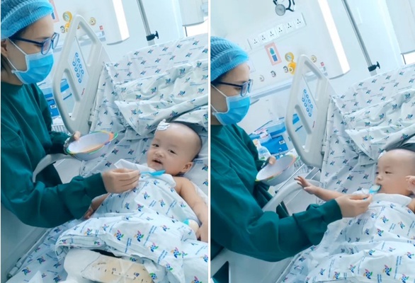 Nhìn Trúc Nhi - Diệu Nhi háo hức ăn cháo thịt sau ca đại phẫu, trái tim bác sĩ tan chảy - Ảnh 1. Nhìn Trúc Nhi - Diệu Nhi háo hức ăn cháo thịt sau ca đại phẫu, trái tim bác sĩ tan chảy - Ảnh 1.