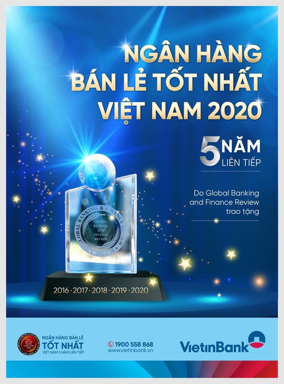 VietinBank 5 lần liên tiếp nhận giải ‘Ngân hàng Bán lẻ tốt nhất VN’ - Ảnh 1. VietinBank 5 lần liên tiếp nhận giải ‘Ngân hàng Bán lẻ tốt nhất VN’ - Ảnh 1.