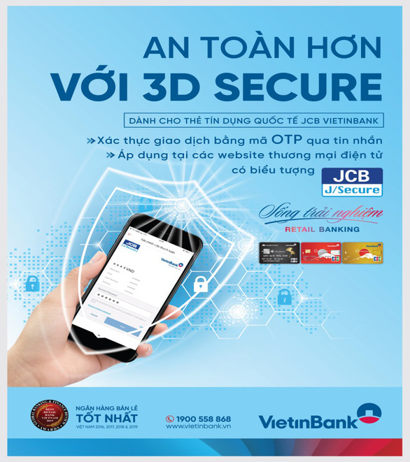 VietinBank triển khai tính năng bảo mật 3D Secure cho thẻ Tín dụng Quốc tế JCB - Ảnh 1. VietinBank triển khai tính năng bảo mật 3D Secure cho thẻ Tín dụng Quốc tế JCB - Ảnh 1.