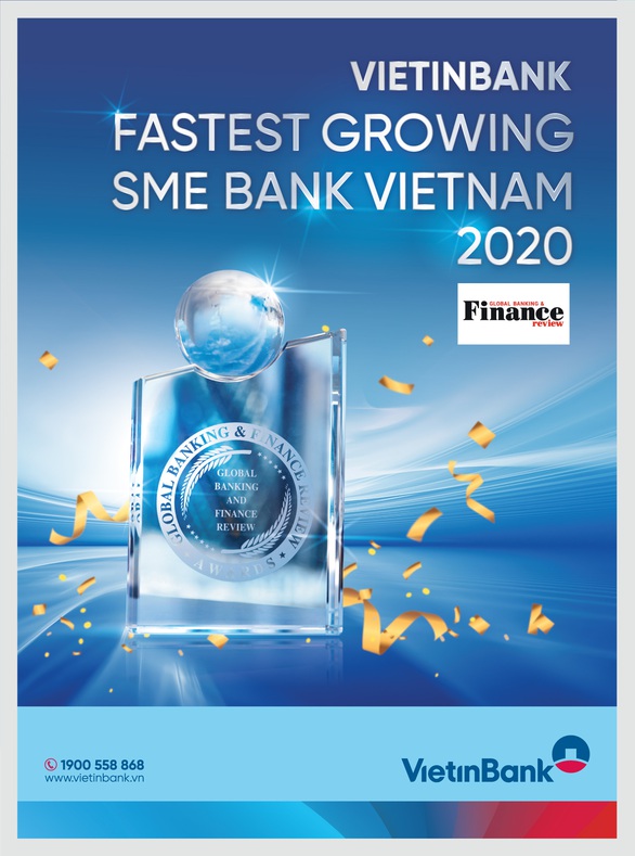 VietinBank nhận giải Ngân hàng SME phát triển nhanh nhất Việt Nam 2020 - Ảnh 1. VietinBank nhận giải Ngân hàng SME phát triển nhanh nhất Việt Nam 2020 - Ảnh 1.