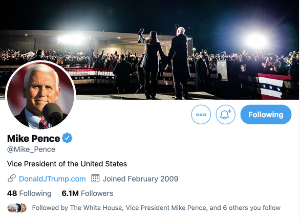 Phó tổng thống Mike Pence thay ảnh Twitter là ảnh cặp đôi Biden - Harris - Ảnh 1.