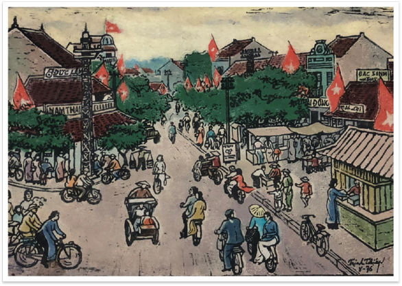 Ngắm Hà Nội đẹp tươi ngày giải phóng thủ đô trong tranh của nhiều danh họa - Ảnh 1. Ngắm Hà Nội đẹp tươi ngày giải phóng thủ đô trong tranh của nhiều danh họa - Ảnh 1.