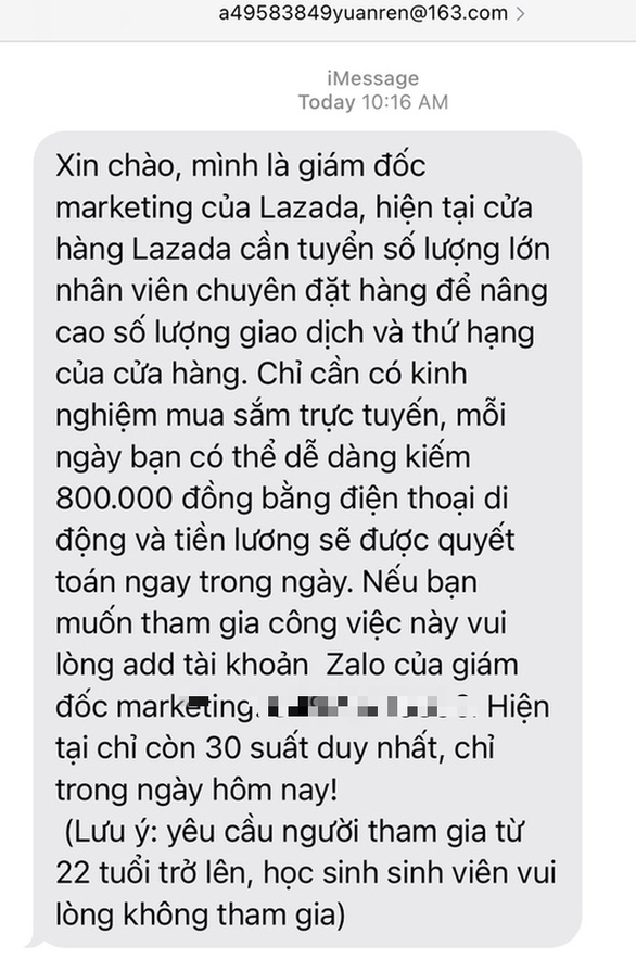 Lại mạo danh sàn thương mại điện tử lừa đảo tuyển dụng - Ảnh 1.