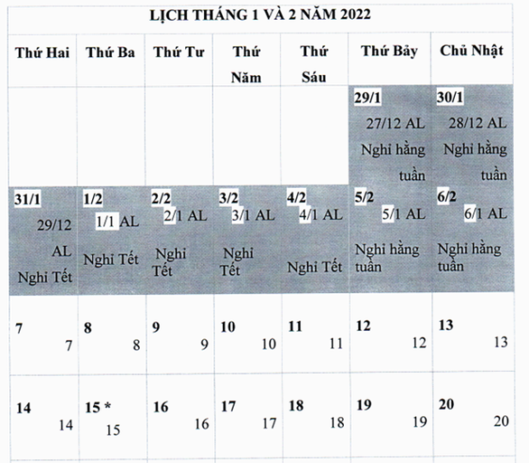 Đề xuất phương án nghỉ 9 ngày Tết Nguyên đán 2022 - Ảnh 2.