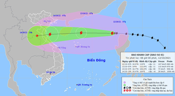 Bão số 8 hoàn lưu rộng, gió mạnh cấp 6 trở lên trải dài 600km - Ảnh 1.