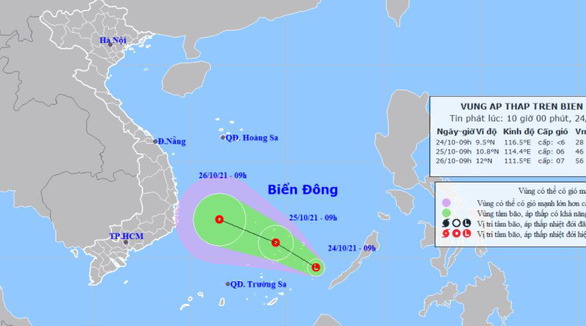 Thêm vùng áp thấp trên Biển Đông khả năng thành áp thấp nhiệt đới, hướng vào Nam Trung Bộ - Ảnh 1.